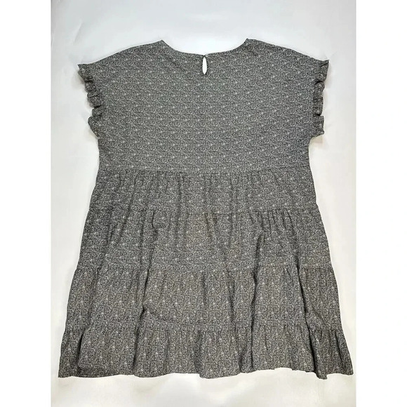 Arula Dress Womens 1X Mini Babydoll Black White Floral Pockets Flutter Sleeve - Picture 8 of 8